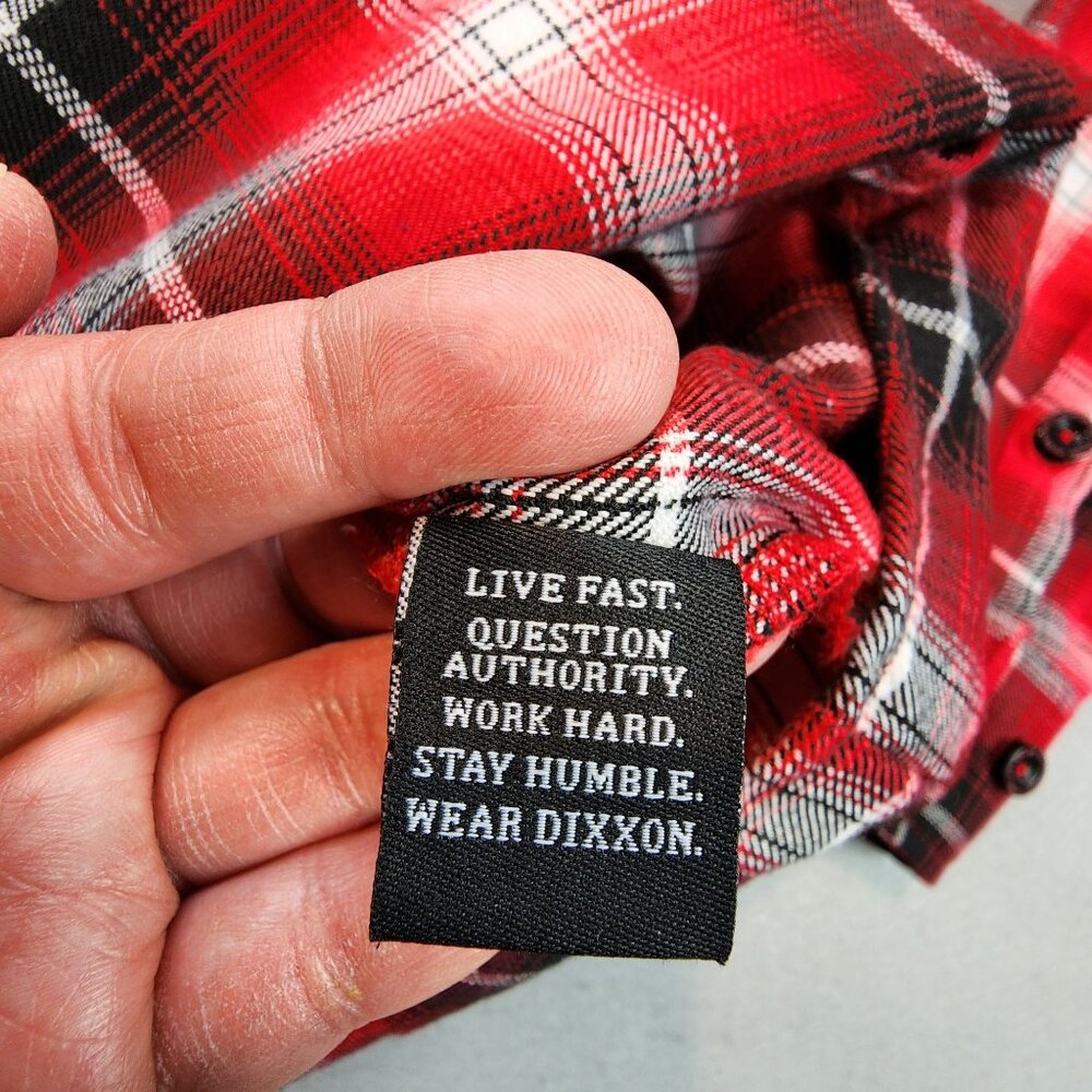 Dixxon Flannel Company x Kustom Klover Cycles Red Black Plaid Flannel Shirt 2X - Picture 10 of 12